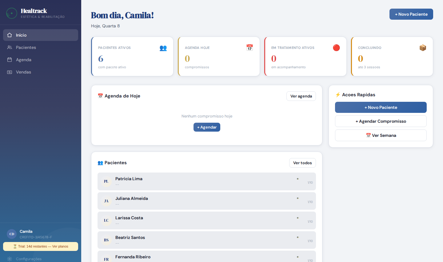 Painel do Healtrack